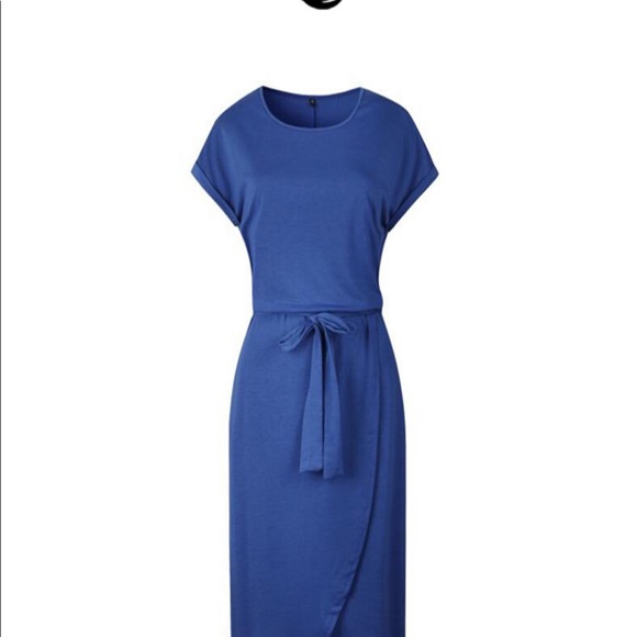 🟡 SALE! CÔTE D AZUR Blue Wrap Maxi Dress - Picture 9 of 11